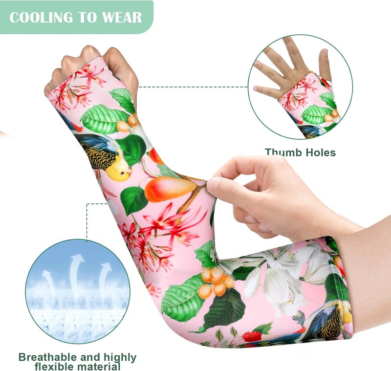 Mukum 4 Pairs Gardening Sleeves Anti-Slip Arm Protection with Thumb Hole Sun Sleeve Cooling Arm Sleeves for Women Men Outdoor - Image 4
